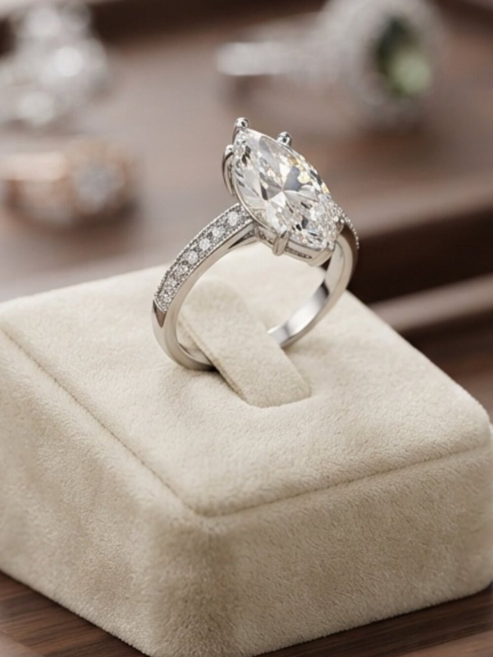 Dazzling Oval Cubic Zirconia Engagement Ring | Silver Plated | Size 7 | Statemen